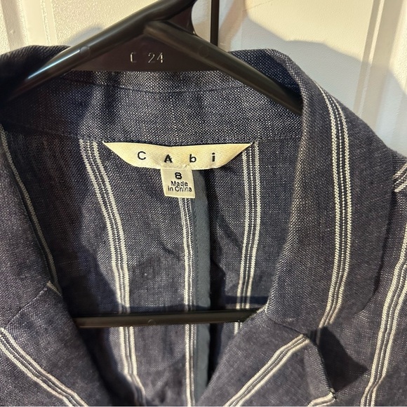 Cabi 100% linen nautical buttons striped women’s size 8 business casual blazer - Picture 3 of 11